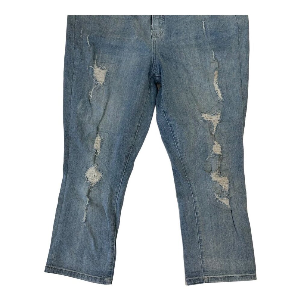 Torrid Denim Crop Skinny Jeans Womens 18 Blue Light Wash Patched Distressed - Picture 14 of 15